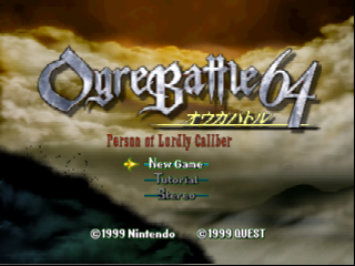Ogre Battle 64 title screen for Nintendo 64